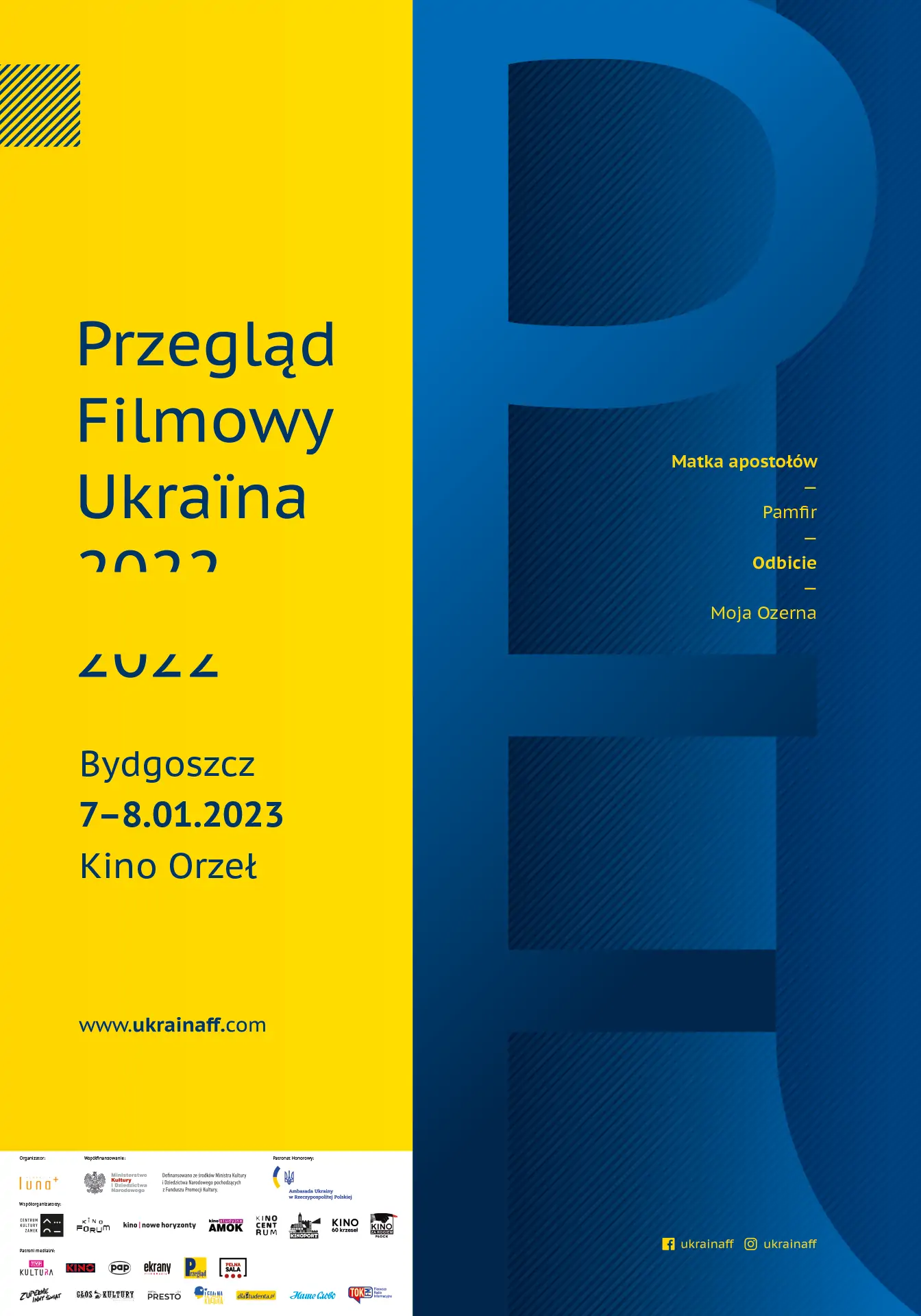 Plakat przeglądu filmowego: Ukraina - odbicie